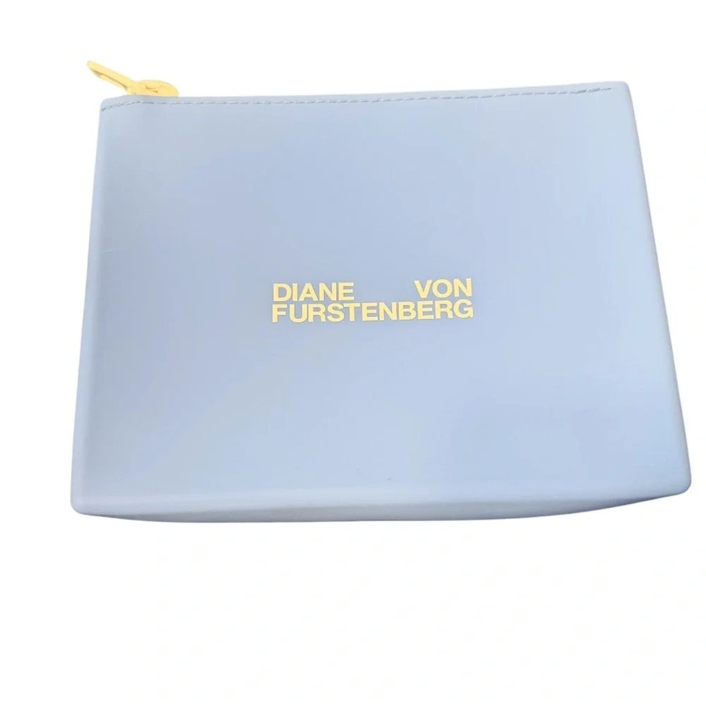 DIANE VON FURSTENBERG BLUE RUBBER LOGO COSMETIC BAG